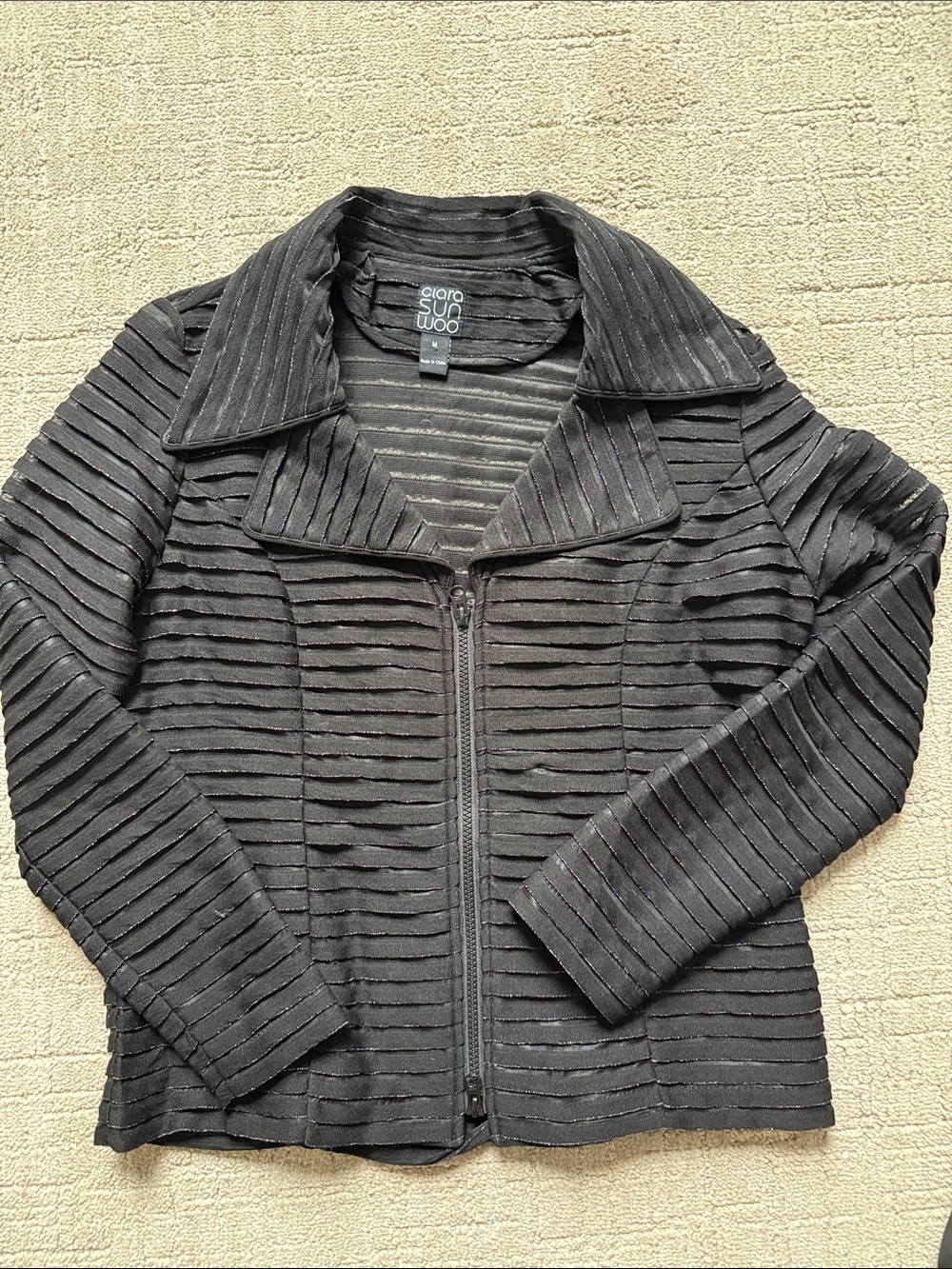 Clara Sun Woo Black Knit Blazer Jacket Sz M - Picture 4 of 6
